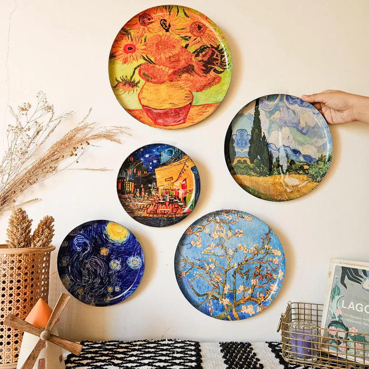 High-Quality Metal Wall Plates Set | Van Gogh Wall Plates Set of 5