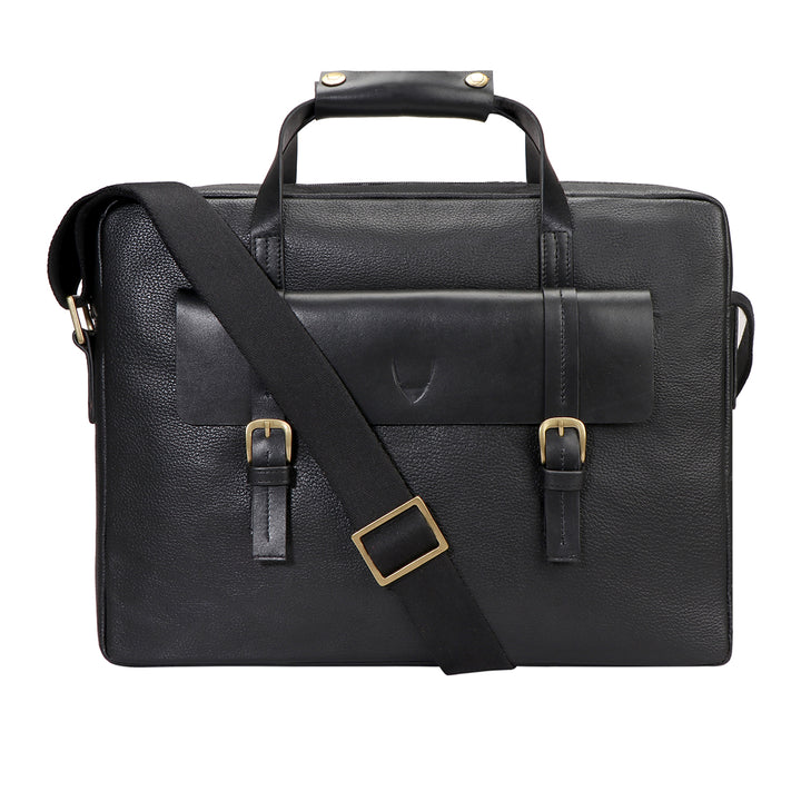 Black Leather Leather Bag | Versatile Top Handle Briefcase for Men