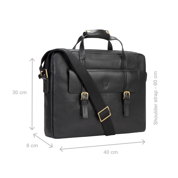 Black Leather Leather Bag | Versatile Top Handle Briefcase for Men