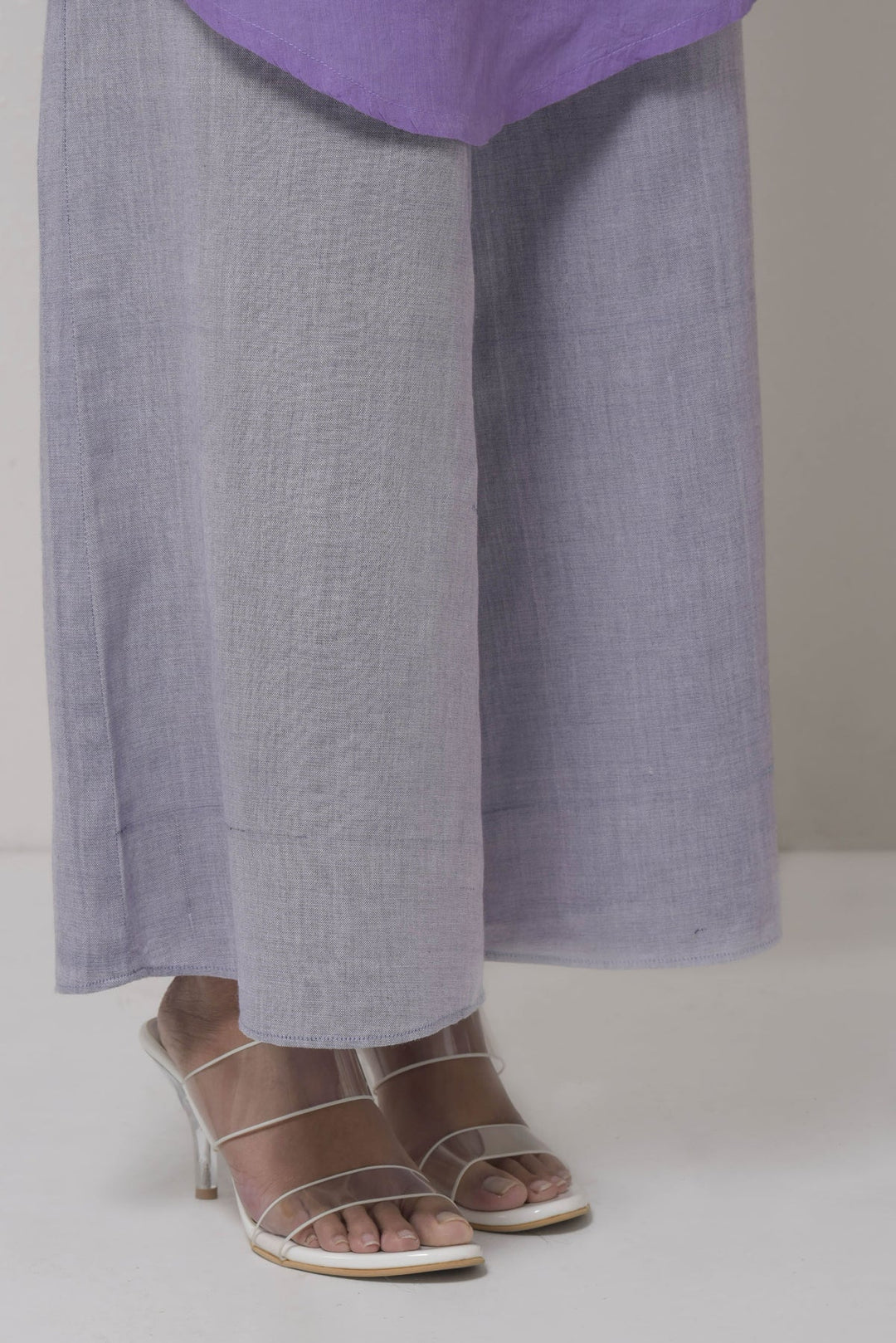 Vintage Periwinkle Cotton Trousers with Belt | Akira Handwoven Trousers - Light Purple