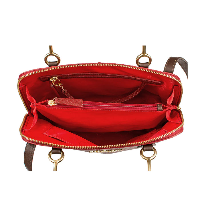 Red Leather Satchel | Elegant Medium-Sized Satchel