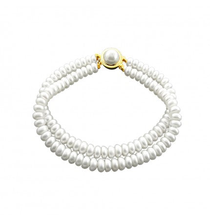 White 2-String Pearl Bracelet | Chic Duo White Pearl Bracelet