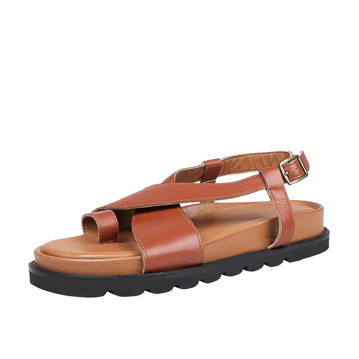 Women's Calf Leather Strap Sandals, Casual | Simple Elegance Calf Women's Strap Sandals