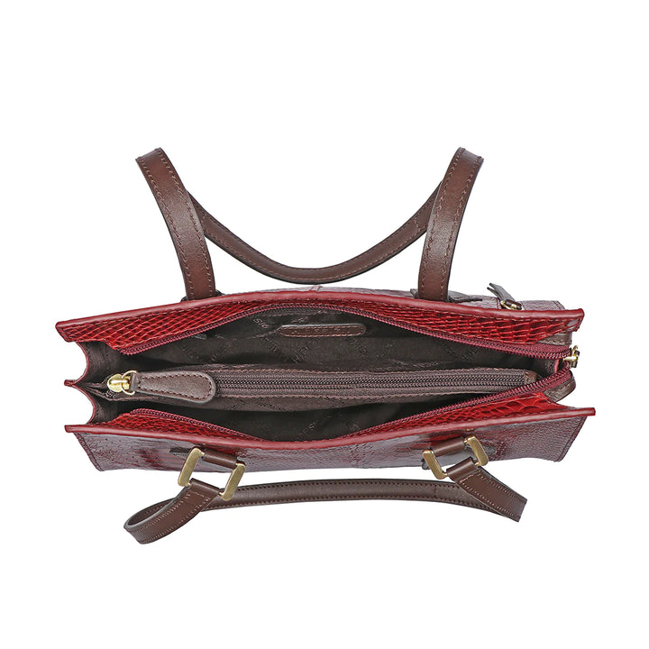Marsala Leather Tote Bag | Elegant Snake Embossed Leather Tote Bag