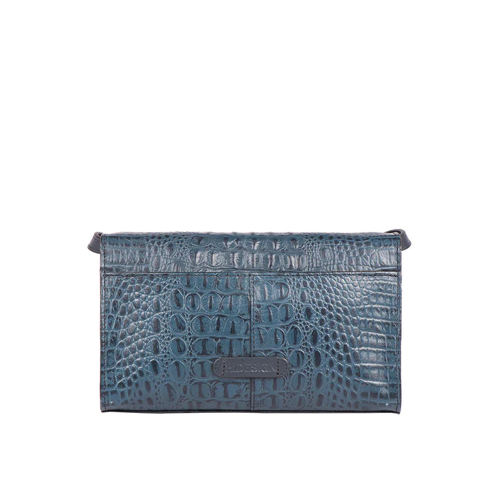 Blue Leather Crossbody Bag | Effortlessly Chic Baby Croco Shiny Crossbody Bag