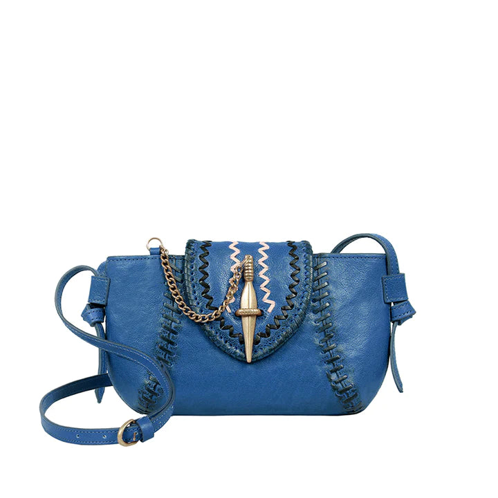 Blue Leather Sling Bag | Statement-Maker Textured Leather Sling Bag