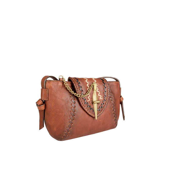 Tan Leather Sling Bag | Multi-Panelled Sling Bag with Detachable Sling