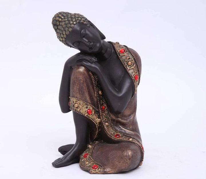 Serene Brown Resting Buddha Decorative Showpiece