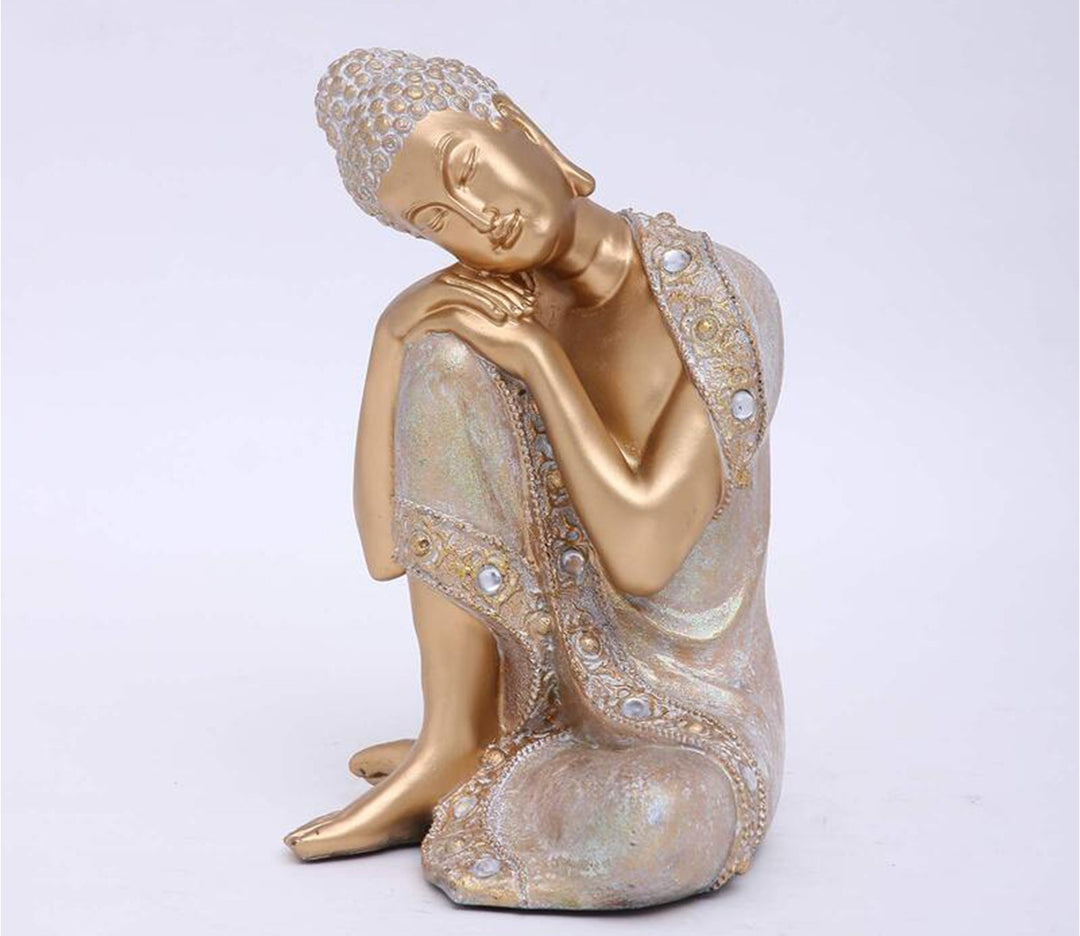 Serene Gold Resting Buddha Decorative Showpiece