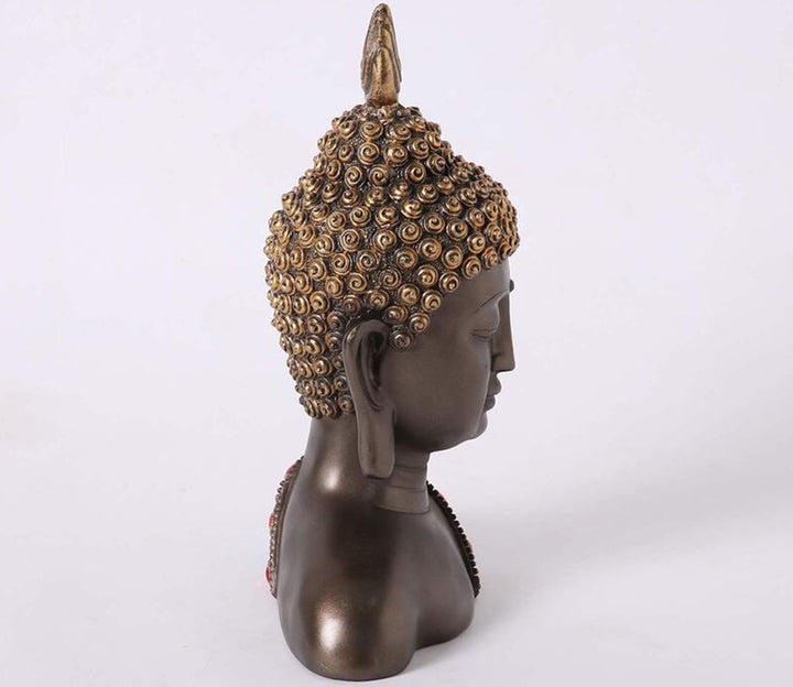 Serene Brown Buddha Bust Decorative Showpiece