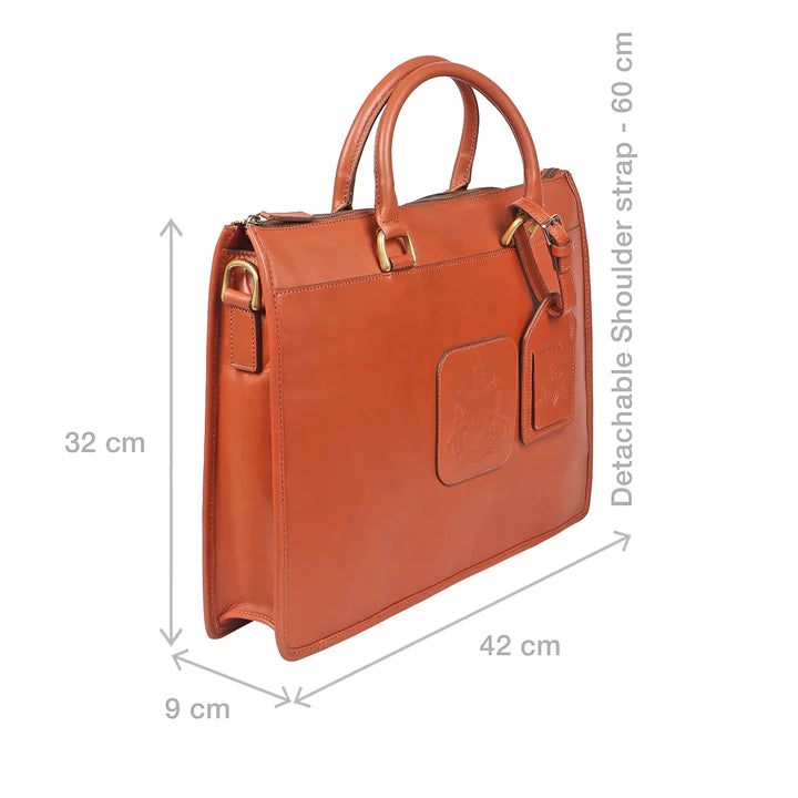 Tan Leather Briefcase | Corporate Nomad Leather Briefcase
