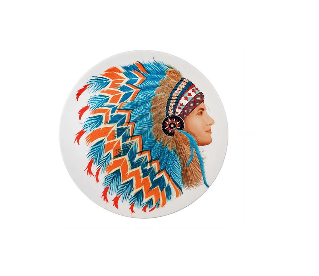Green and Brown Native American Warriors Decorative Wall Plate