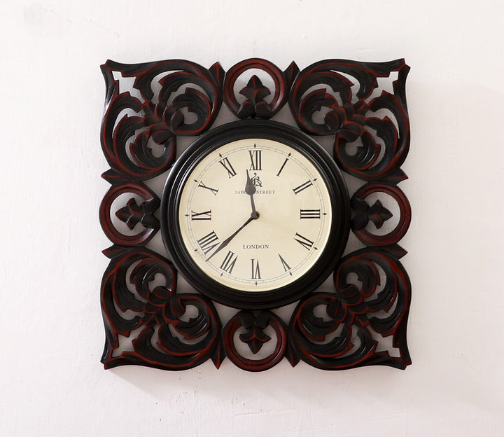 Hand-Carved Wooden Wall Clock