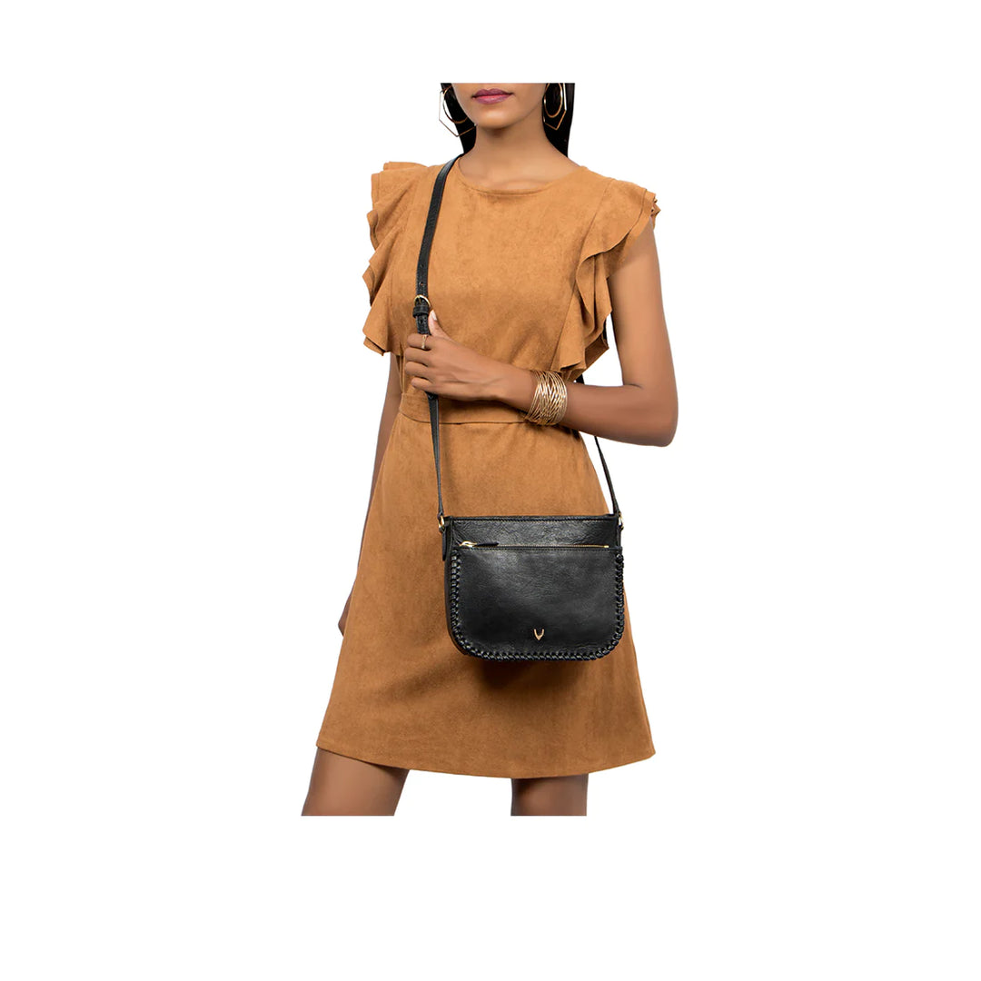 Black Leather Sling Bag | Effortlessly Chic E.I Goat Leather Sling Bag