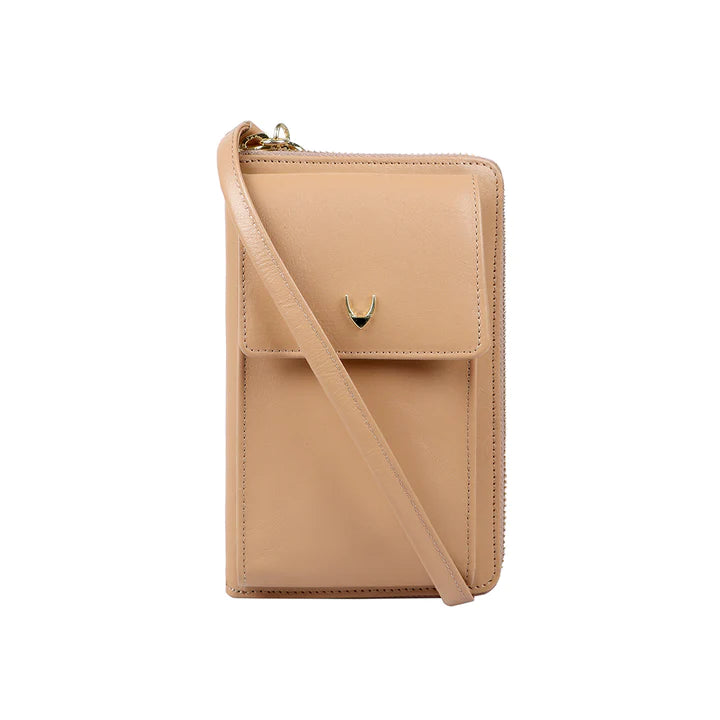 Beige Leather Sling Wallet | Minimalist Blush Leather Sling Wallet