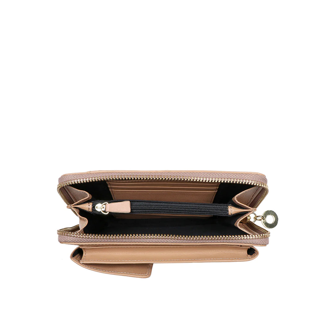 Beige Leather Sling Wallet | Minimalist Blush Leather Sling Wallet