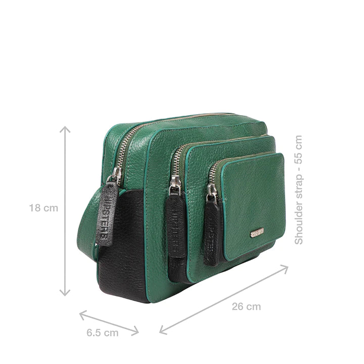 Green Leather Sling Bag | Trendsetter Vegetable-Tanned Leather Sling Bag