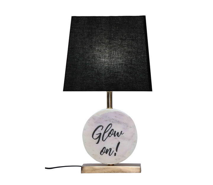 Black Shade Table Lamp with Brass & Marble Base
