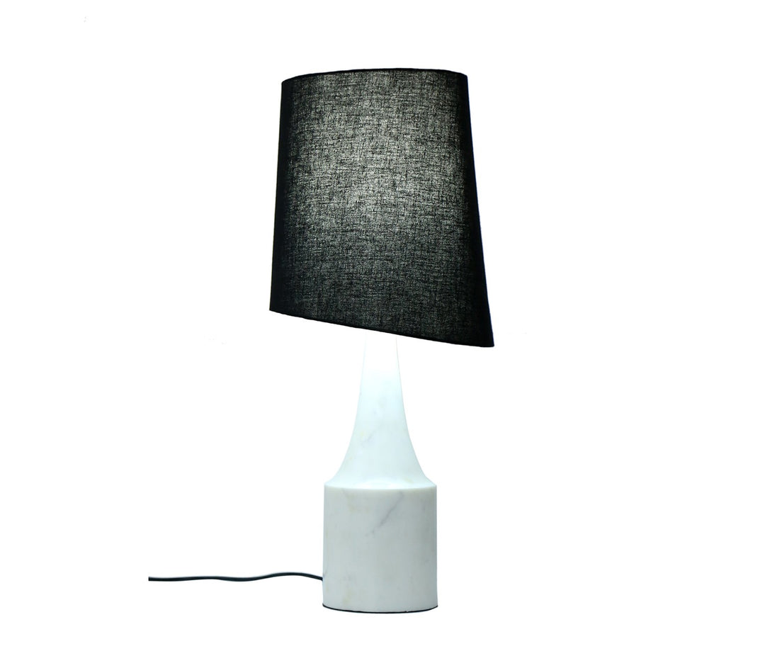 Black Slant Fabric Shade Lamp with Premium Marble Base