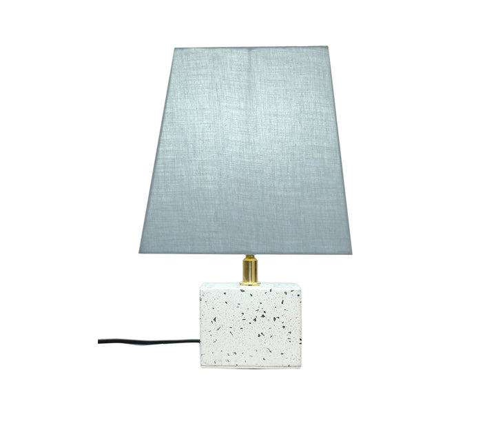 White Terrazzo Table Lamp with Grey Shade