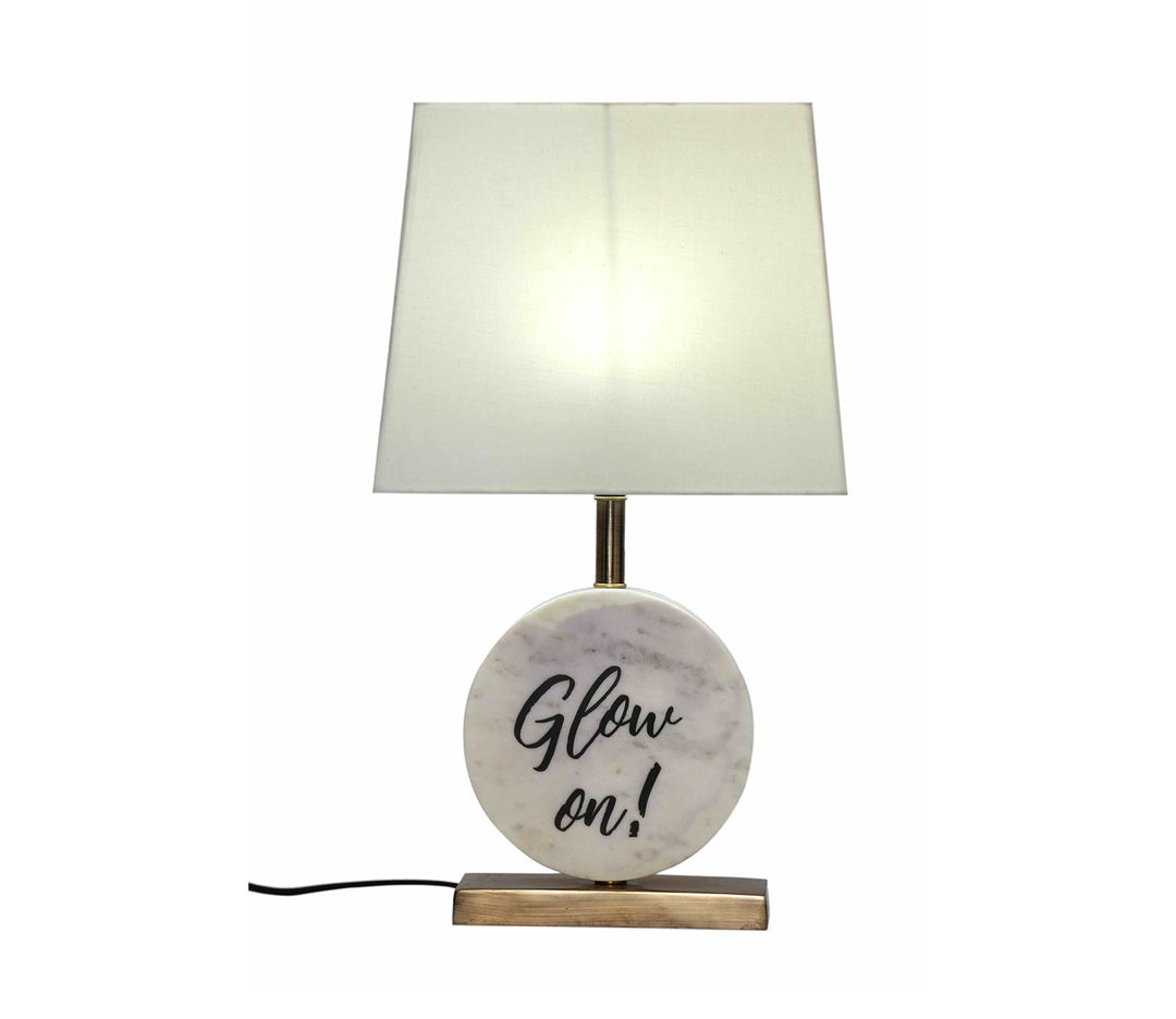 White Shade and Antique Brass Table Lamp