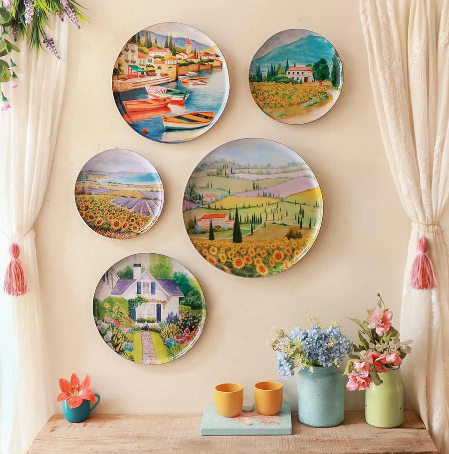 Tuscany Wall Plates - Set of 5 | Tuscany Wall Plates Set of 5