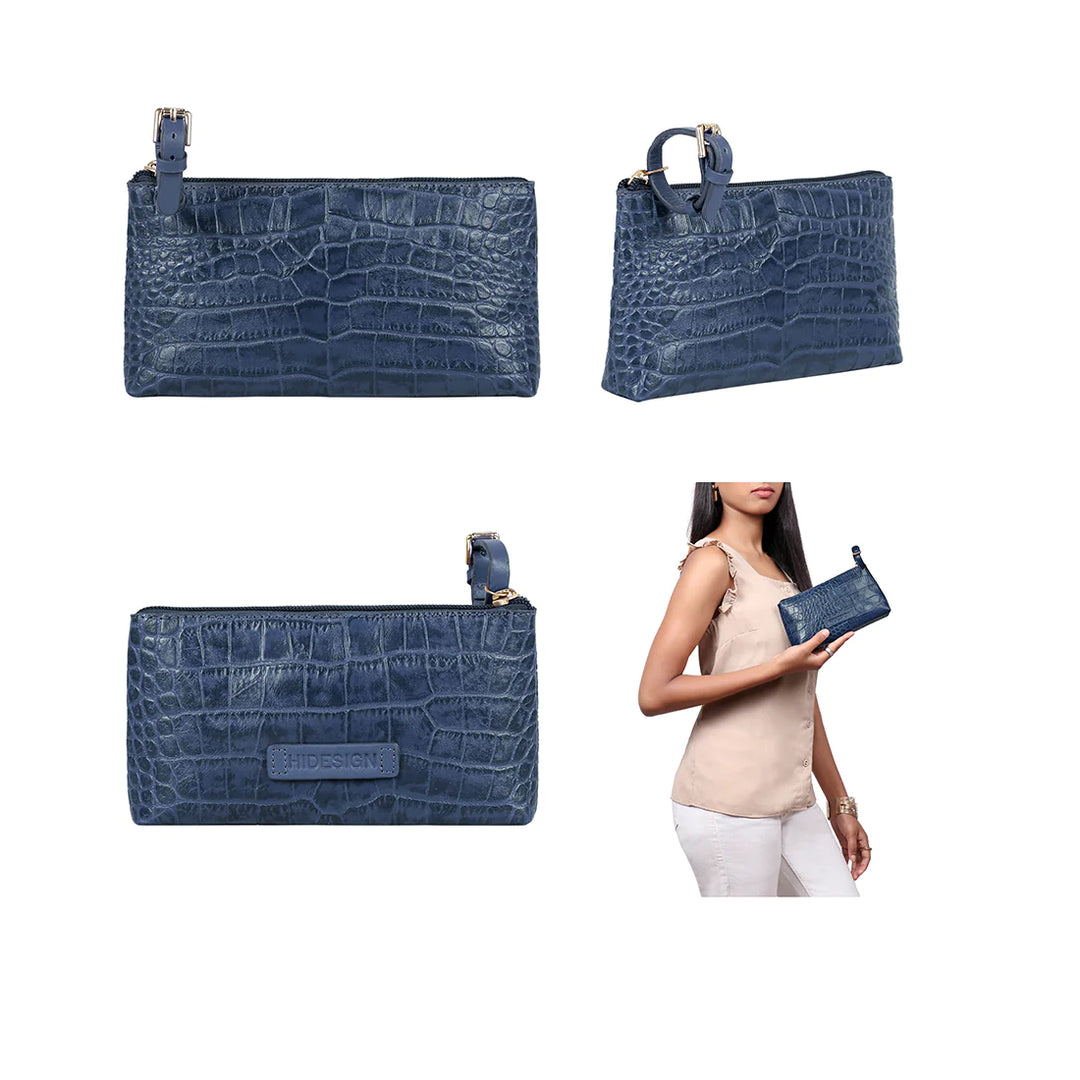 Blue Leather Tote Bag | Versatile Blue Croco Tote Bag