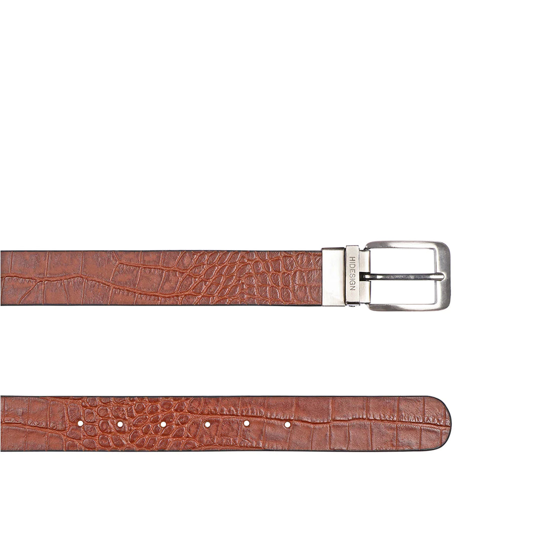 Men's Tan Leather Belt | Tan Croco Reversible Men's Belt