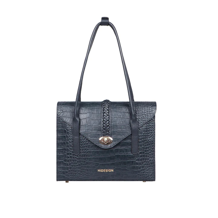 Blue Leather Convertible Tote Bag | Mn Blue Croco Convertible Tote