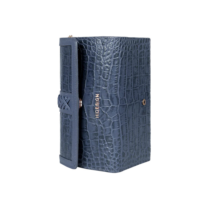 Blue Leather Sling Wallet | Stylish Shiny Croco Sling Wallet