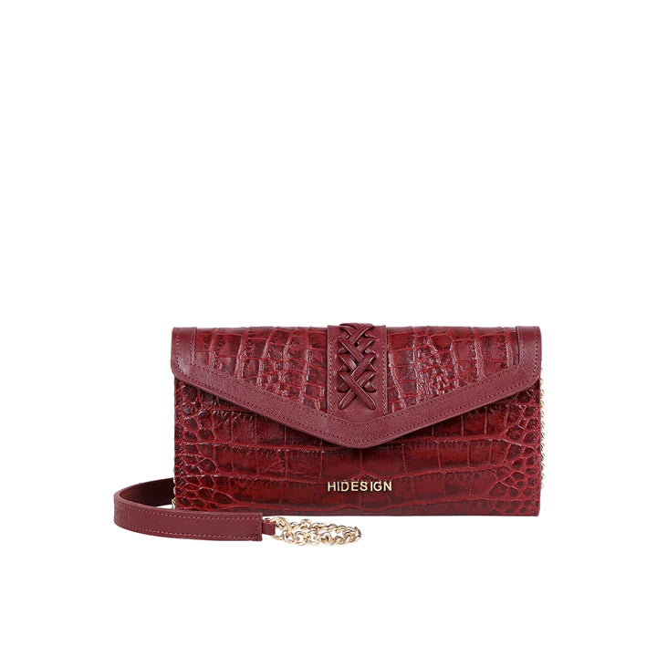 Red Leather Sling Wallet | Stylish Red Shiny Croco Sling Wallet