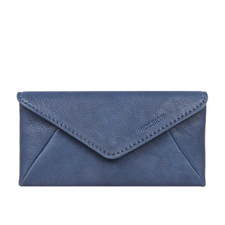 Blue Leather Clutch | Envelope Silhouette Shrunken Leather Clutch