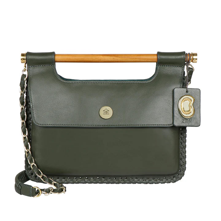 Green Leather Sling Bag | Stylish Emerald Dakota Leather Sling Bag