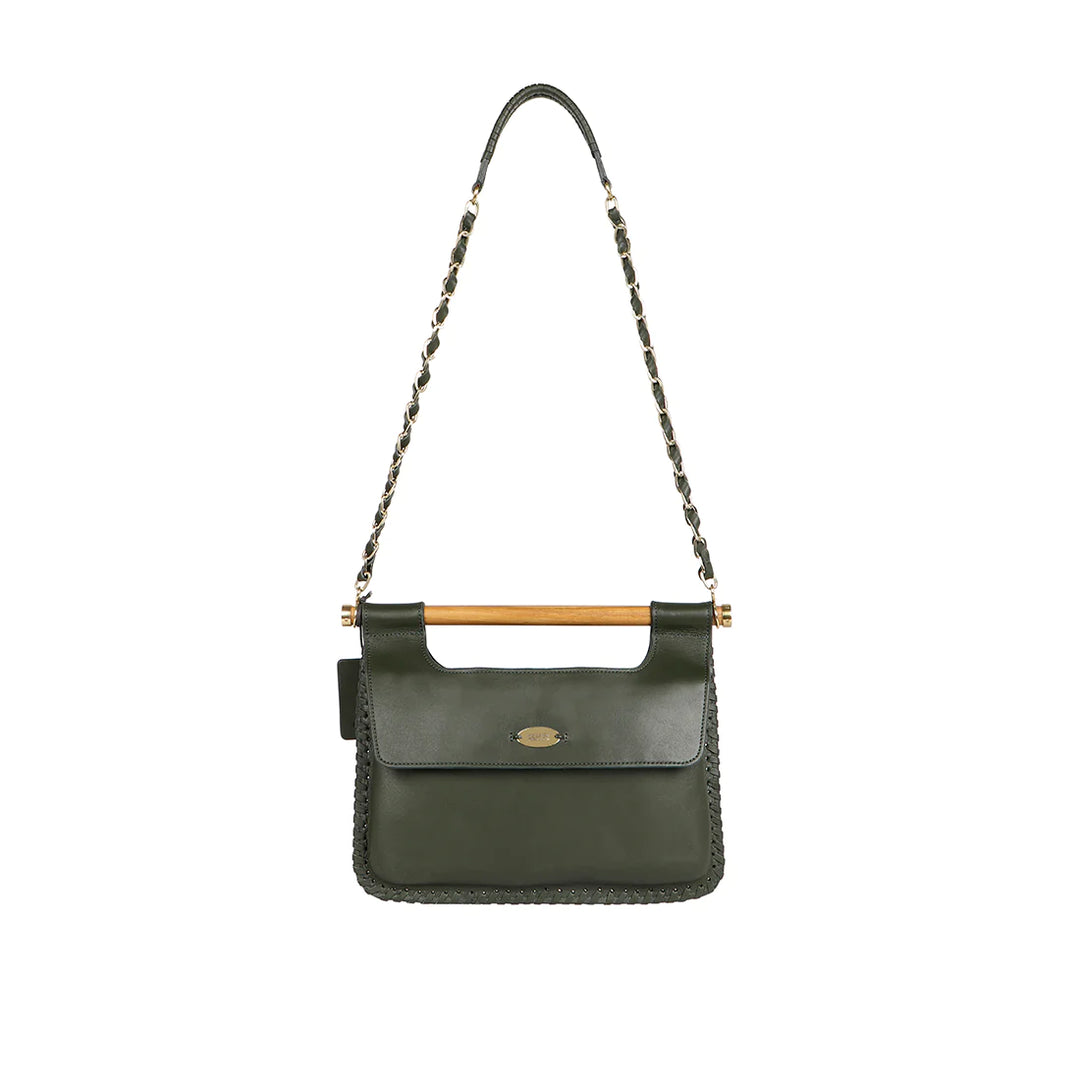 Green Leather Sling Bag | Stylish Emerald Dakota Leather Sling Bag